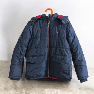 Tommy Hilfiger Dark Blue Puffer Jacket with Red Accents